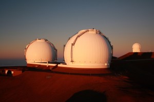 Twin Keck 10m Telescopes at Sunset, Mauna Kea, HI                  